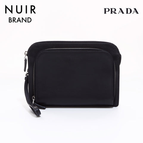 PRADA Triangle Logo Clutch Bag Black WS6801