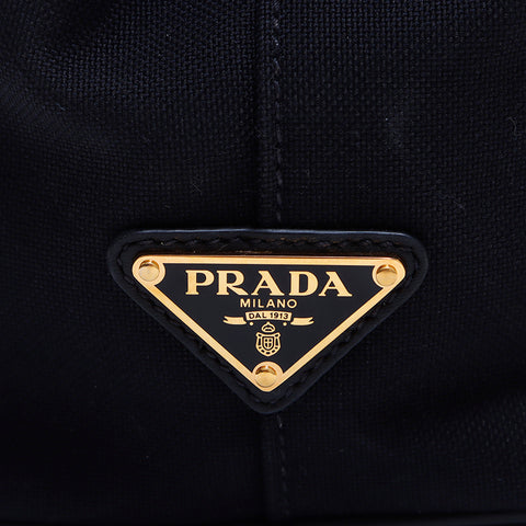 プラダ PRADA 2way ロゴ ジャガード ハンドバッグ ブラック WS6802