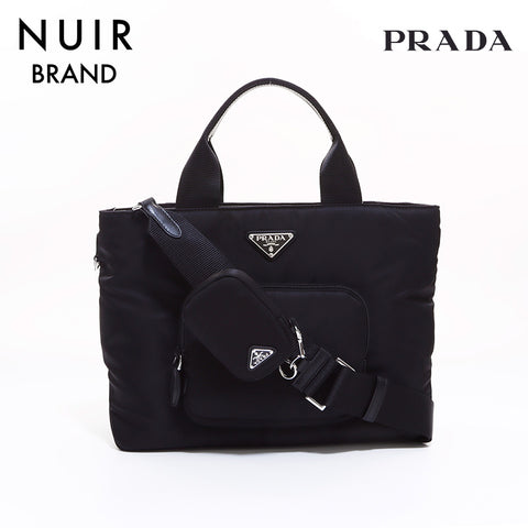 PRADA 2way Pouch with Nylon Triangle Logo Tag Shoulder Bag Black WS6803