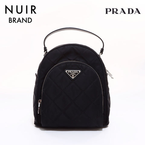 PRADA Quilted Triangle Logo Backpack/Daypack Black WS6804