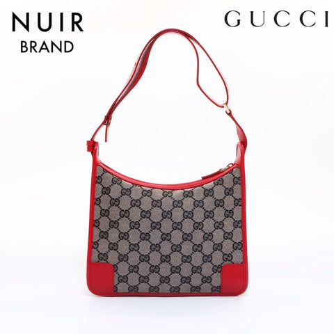 Gucci GG Canvas Red Shoulder Bag Beige WS6810