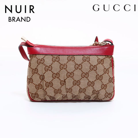 グッチ GUCCI GGキャンバス レッド ミニ ショルダーバッグ ベージュ WS6813