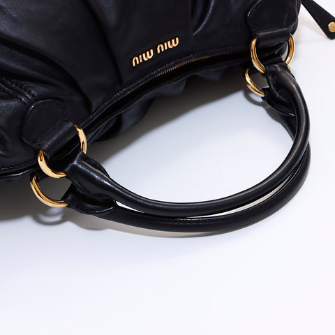 ミュウ ミュウ Miu Miu レザー ハンドバッグ ブラック WS6820