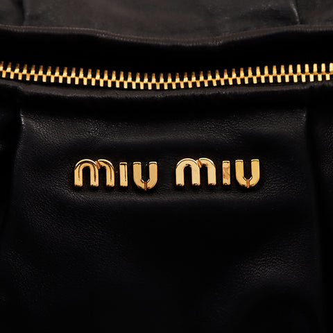 ミュウ ミュウ Miu Miu レザー ハンドバッグ ブラック WS6820