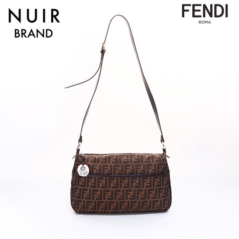 FENDI Zucca pattern leather shoulder bag brown WS6822