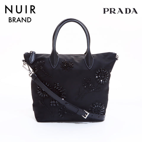 PRADA 2way Bijou Handbag Black WS6825