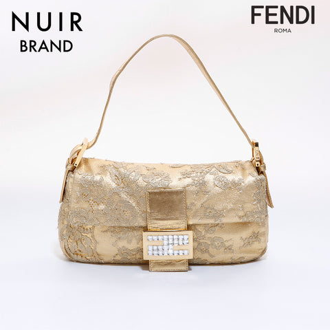 FENDI Mamma Bucket Flower Handbag Gold WS6839