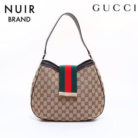 Gucci GG Canvas Sherry Line Handbag Brown WS6845