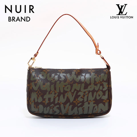 Louis Vuitton LOUIS VUITTON Pochette Accessory Graphic Handbag Brown WS6852