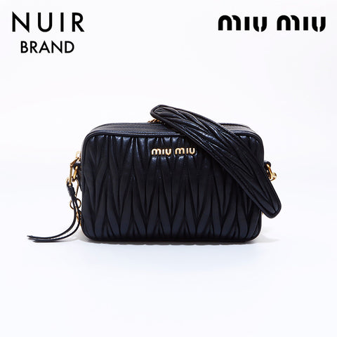 Miu Miu Miu Matterasse Leather Chain Shoulder Bag Black WS6854