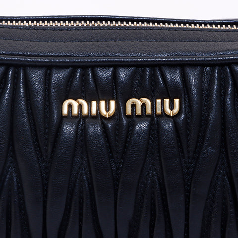 ミュウ ミュウ Miu Miu マテラッセ レザー チェーン ショルダーバッグ ブラック WS6854