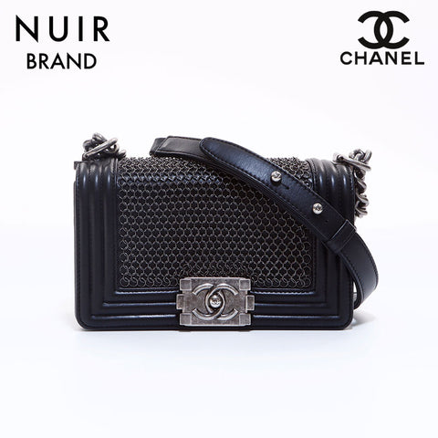 Chanel CHANEL Boychanel Mesh Shoulder Bag Black WS6855