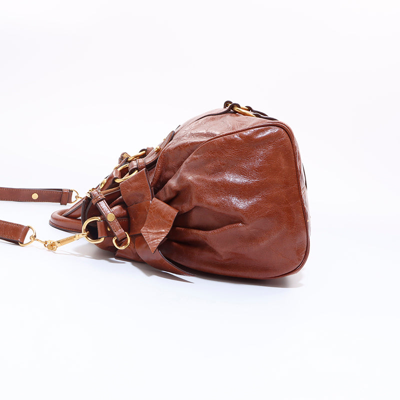 Miu Miu 2way leather tote bag brown WS6857 – NUIR VINTAGE