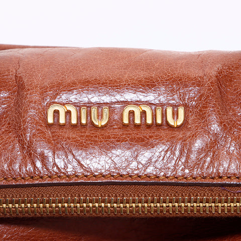 ミュウ ミュウ Miu Miu 2way レザー トートバッグ ブラウン WS6857