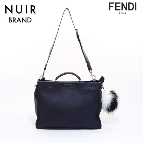 FENDI 2way Monster Peekaboo with Monster Charm Tote Bag Black WS6860