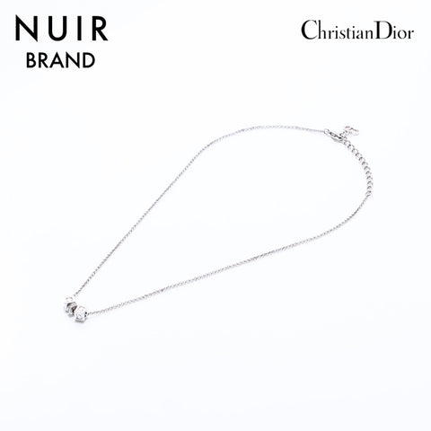 クリスチャンディオール Christian Dior CDキューブ ラインストーン ネックレス シルバー WS6864