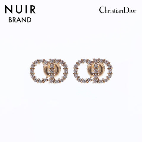 クリスチャンディオール Christian Dior CDロゴ ラインストーン ピアス ゴールド WS6867