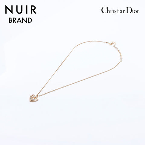 クリスチャンディオール Christian Dior ロゴ ラインストーン ネックレス ゴールド WS6870