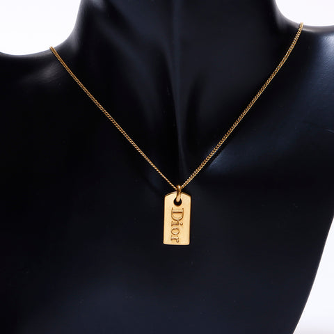 Christian Dior Logo Plate Collier Gold WS6871