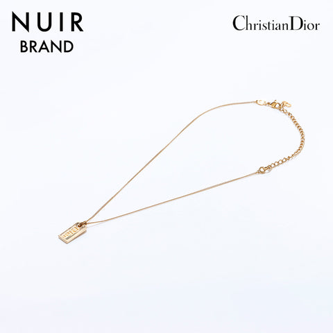 クリスチャンディオール Christian Dior ロゴ プレート ネックレス ゴールド WS6871