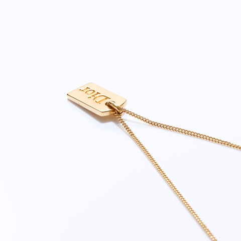 Christian Dior Logo Plate Collier Gold WS6871