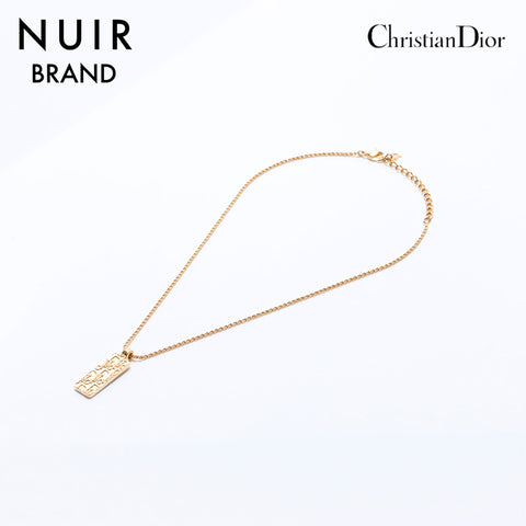 クリスチャンディオール Christian Dior ロゴ ラインストーン ネックレス ゴールド WS6872