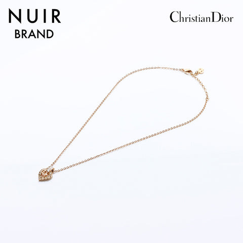 クリスチャンディオール Christian Dior ロゴ ラインストーン ネックレス ゴールド WS6873