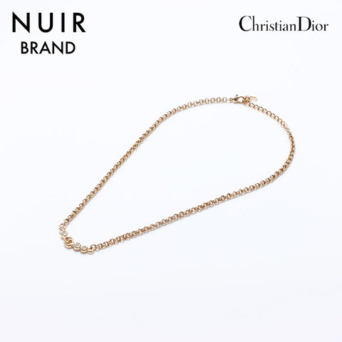 クリスチャンディオール Christian Dior ラインストーン ネックレス ゴールド WS6874