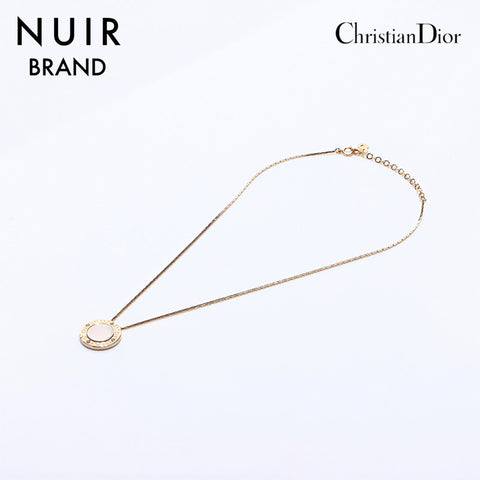 クリスチャンディオール Christian Dior ロゴ ラインストーン ネックレス ゴールド WS6876