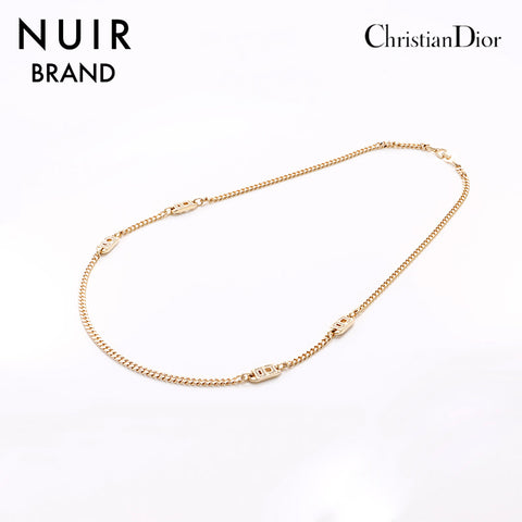 クリスチャンディオール Christian Dior ロゴ ラインストーン ネックレス ゴールド WS6881