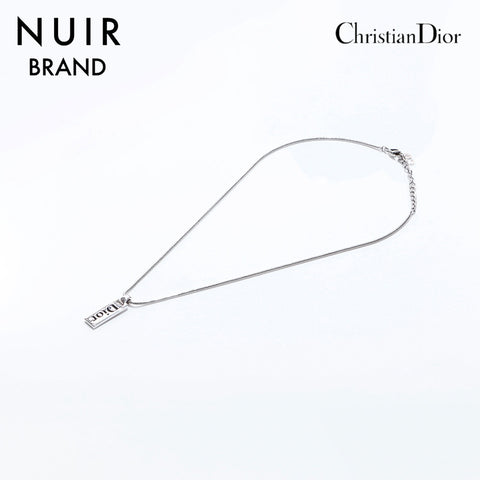 クリスチャンディオール Christian Dior ロゴ プレート ネックレス シルバー WS6882