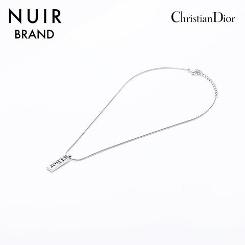 クリスチャンディオール Christian Dior ロゴ プレート ネックレス シルバー WS6888