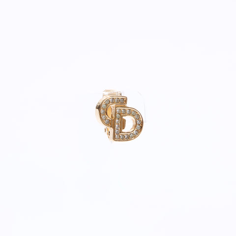 クリスチャンディオール Christian Dior ロゴ ラインストーン イヤリング ゴールド WS6906
