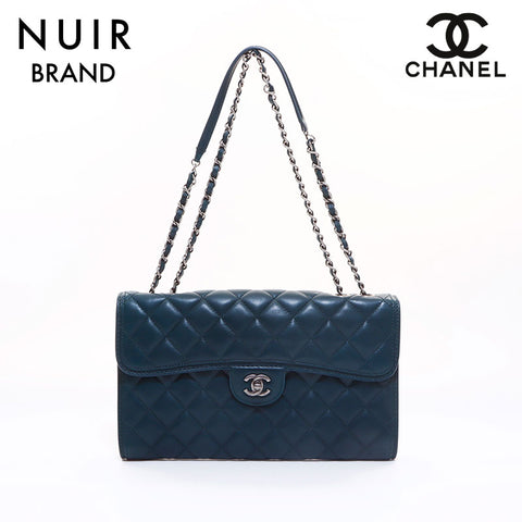 Chanel Coco Mark Matelasse Double Chain SV Metal Fittings No. 18 Shoulder Bag Dark Green WS6946