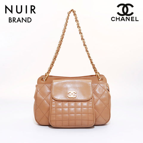 Chanel Coco Mark Matelasse x Chocobar Double Chain No. 8 Shoulder Bag Beige WS6947