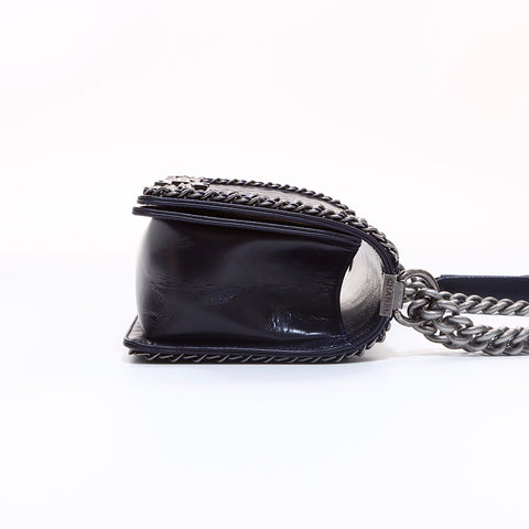 シャネル CHANEL ボーイシャネルWaxy Leather２３番台 ショルダーバッグ ネイビー WS6948