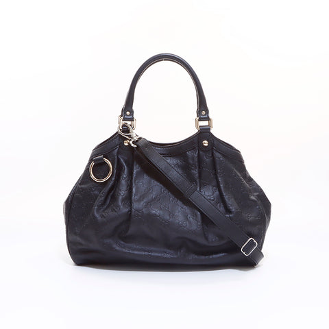 Gucci Gucci Guccishima皮革2向肩带黑色WS6955