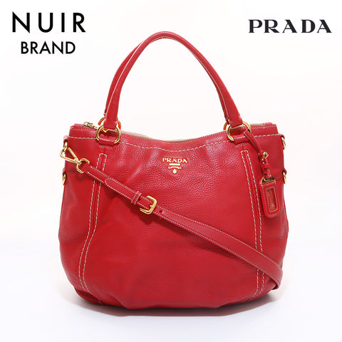 PRADA 2way Shoulder Bag Red WS6956