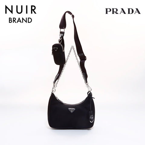 PRADA Reedition Shoulder Bag Black WS6957