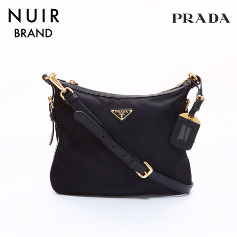 PRADA Nylon Shoulder Bag Black WS6962