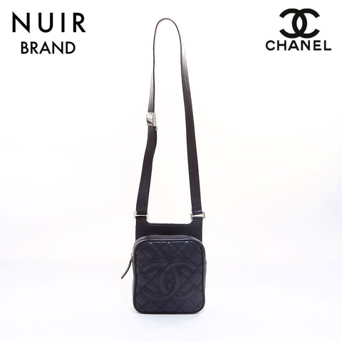 Chanel Deka Coco Matelasse Caviar Skin No. 10 Shoulder Bag Black WS6977