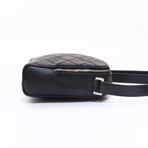 Chanel Deka Coco Matelasse Kaviar Haut Nr. 12 Umhängetasche Schwarz WS6979