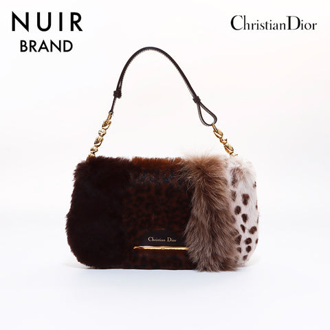 Christian Dior Maris Pearl Fur Shoulder Bag Brown WS7001