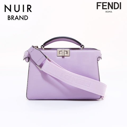 FENDI Peekaboo ICUX Cross Silver Hardware Shoulder Bag Purple WS7006