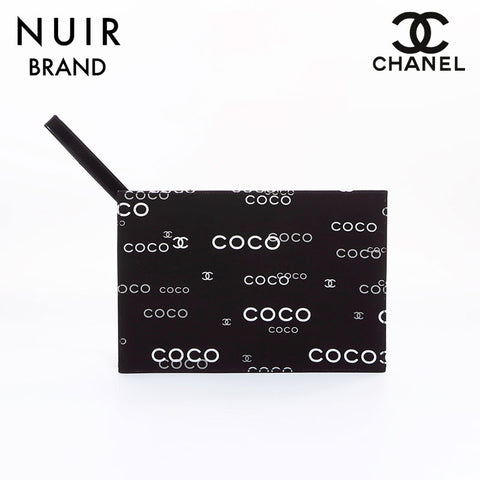 Chanel CHANEL logo pouch clutch bag black WS7016