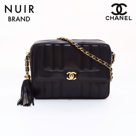Chanel Fringe Coco Mark Shoulder Bag Black WS7019