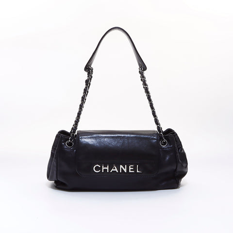 シャネル CHANEL ロゴ ハンドバッグ ブラック WS7021