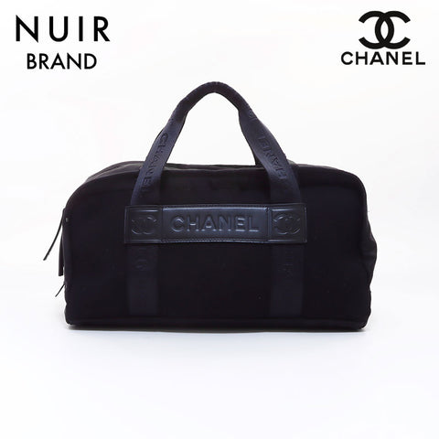Chanel CHANEL Logo Sports Line Boston Bag Black WS7022