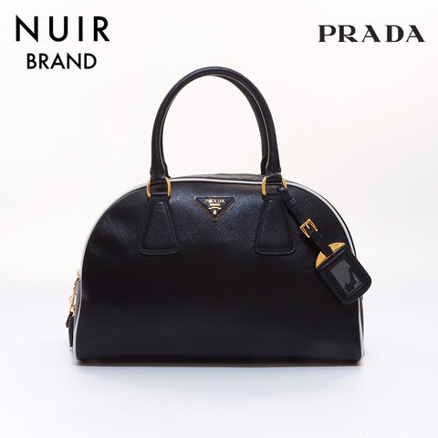 PRADA Logo Saffiano Handbag Black WS7023