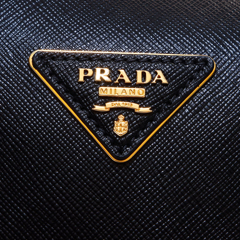 プラダ PRADA ロゴ サフィアーノ ハンドバッグ ブラック WS7023